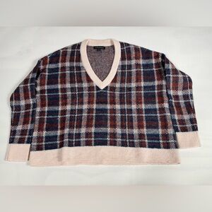 Banana Republic Wool Mohair Blend V-Neck Pullover Sweater Women's XS Red/Blue